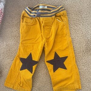 Baby Boden Yellow Corduroy Jeans with Star Patches
